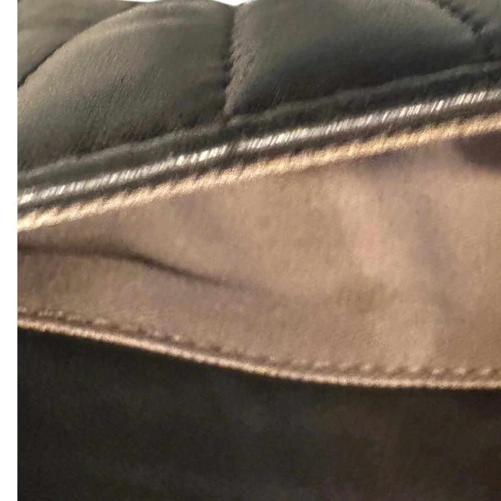 J.Crew‎ Black Quilted Leather Crossbody Chain Strap Preloved 7.5x5.5x2